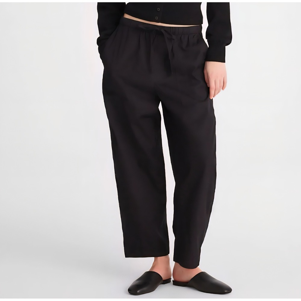 Madewell Pants Womens Size Small Short Black Pull On Barrel Leg Utility NWT